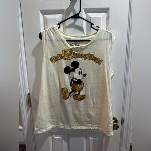 Walt Disney World Women’s Mickey Mouse Yellow Tank Top Cutout Large